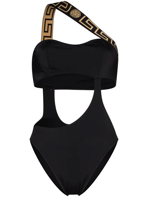 bikini versace donna mattone con motivo greco|Shop Versace Greca Cutout Swimsuit .